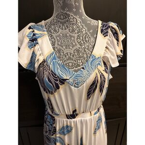 Floral Empire Waist Boho Chic Cruise Resort Vacation Maxi Flutter SleeveDress MP